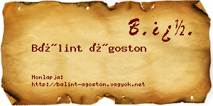 Bálint Ágoston névjegykártya